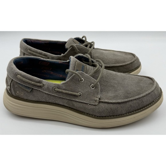Skechers Status 2.0 SN 65908 Lace/Slip on Taupe Men's Sz 11 Air-Cool Memory Foam - Picture 2 of 10